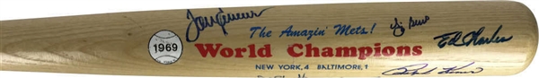 1969 New York Mets Team Signed Baseball Bat w/ Berra, Seaver & Others (JSA)