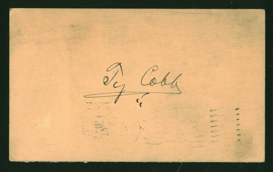 Ty Cobb Superbly Signed Government Post Card GPC (Beckett/BAS)