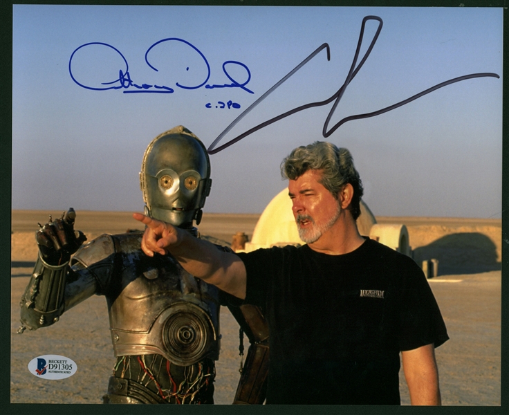 Star Wars: George Lucas & Anthony Daniels	Dual Signed 8" x 10" Photograph (Beckett/BAS)