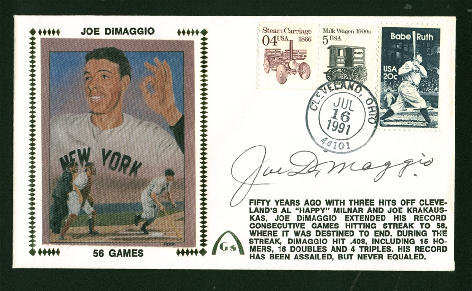Lot of Two (2) Ted Williams & Joe DiMaggio Single Signed First Day Covers (Beckett/BAS)