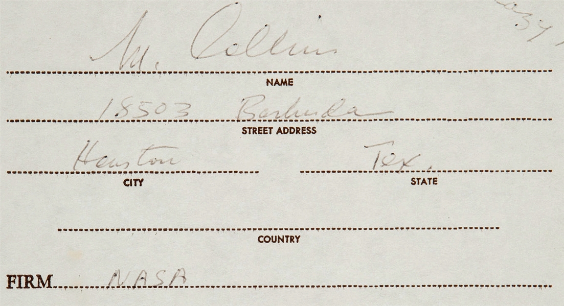 Apollo 11: Michael Collins Signed 3.5" x 5" Album Page w/ Rare "NASA" Inscription! (JSA)
