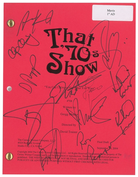 That 70s Show Cast Signed 8" x 10" Original On-Set Script w/ Kutcher, Kunis, Reiner & Others! (Beckett/BAS Guaranteed)