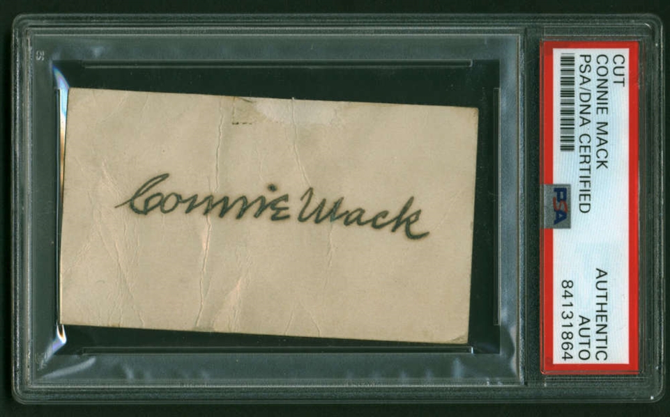 Connie Mack Signed 2" x 3" Vintage Cut (PSA/DNA Encapsulated)