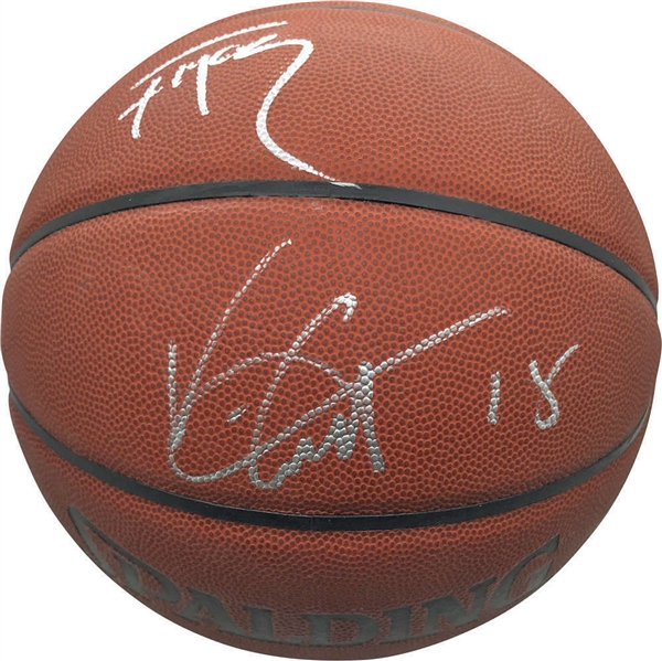 Raptors: Vince Carter & Tracy McGrady Dual-Signed Spalding I/O Basketball (Beckett/BAS)