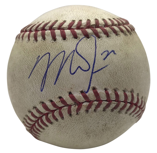 Mike Trout Signed & Game Used 2015 Baseball Pitched To Trout! (PSA/DNA & MLB)