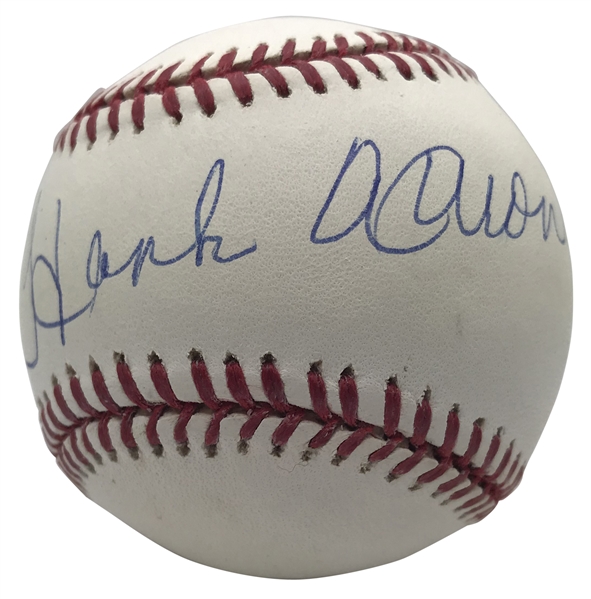 Hank Aaron Signed OML Baseball (PSA/DNA & Steiner)