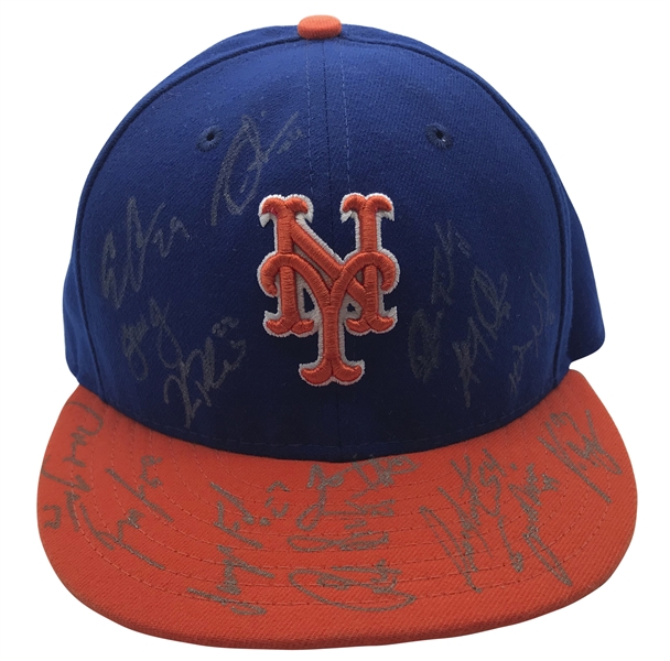 National League Champion 2015 NY Mets Team Signed Hat w/ 15 Members! (JSA)
