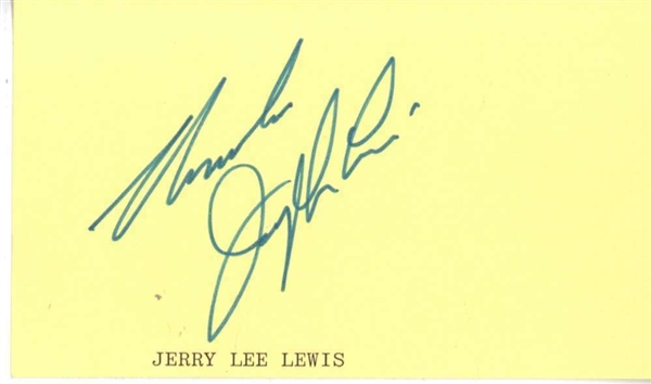 Jerry Lee Lewis Vintage Signed 3" x 5" Index Card (Beckett/BAS)