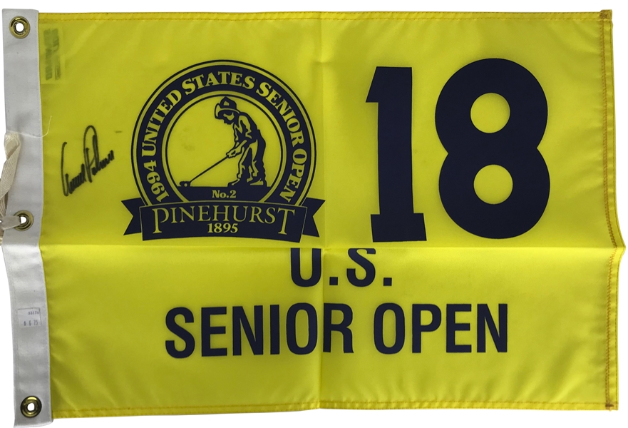 Arnold Palmer Near-Mint Signed U.S. Senior Open Flag (Beckett/BAS)