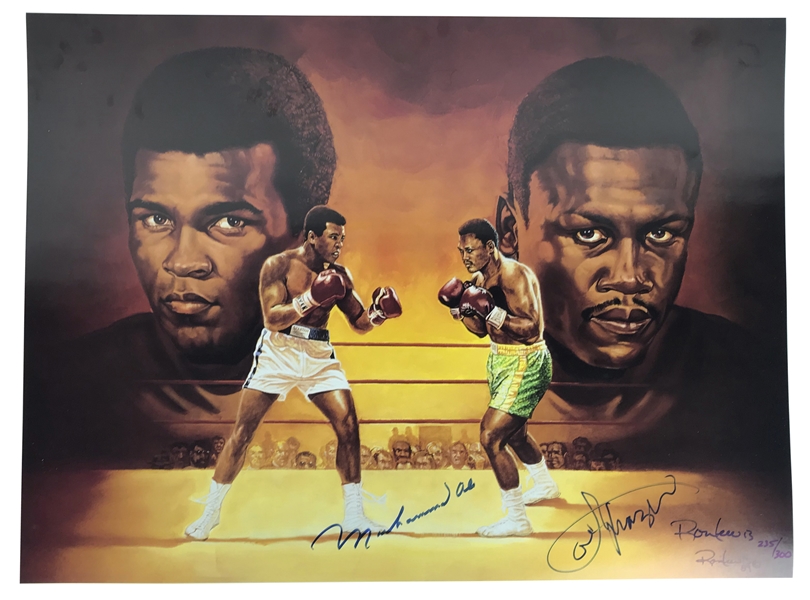 Muhammad Ali, Joe Frazier & Ron Lewis Signed 18" x 24" Lithograph (Beckett/BAS)