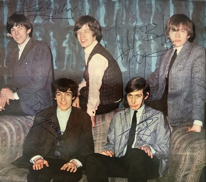 The Rolling Stones Vintage Signed 8.5" x 9.5" Color Magazine Photograph w/ Jones, Richards, Jagger & Others! (Tracks & REAL/Epperson)