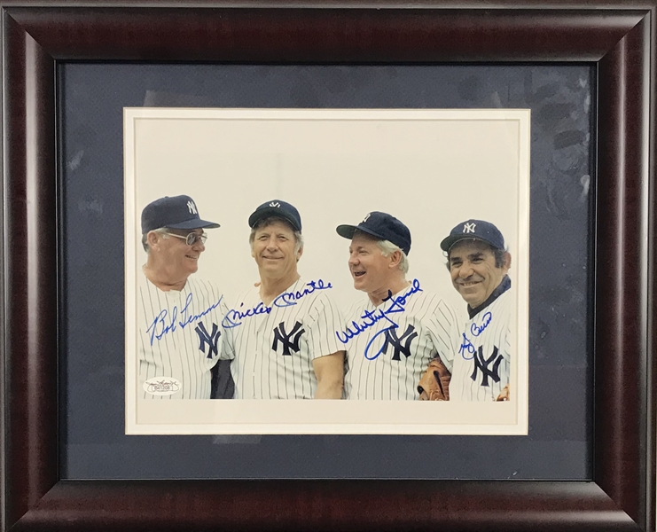 Yankees Old-Timers Multi-Signed 8" x 10" Photograph w/ Mantle. Berra, Lemon & Ford! (JSA)