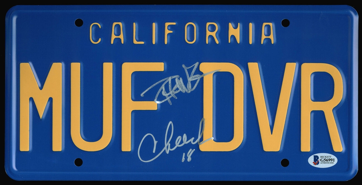 Cheech & Chong Dual Signed "MUF DVR" License Plate (Beckett/BAS)