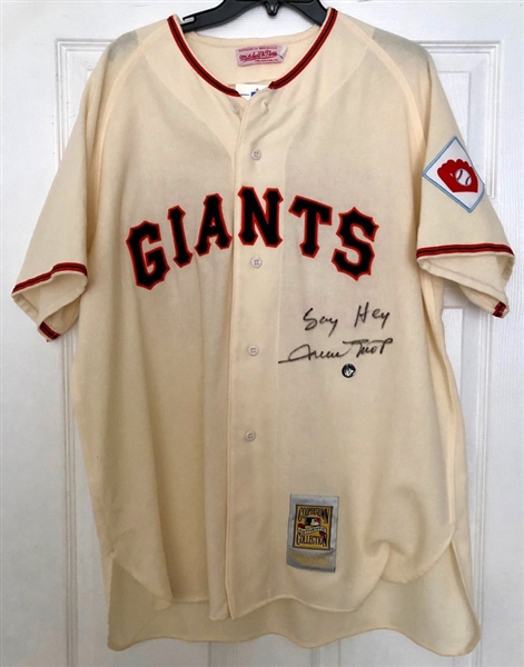 Willie Mays Signed Cooperstown Collection Giants Jersey w/ Rare "Say Hey" Inscription (Say Hey Holo)