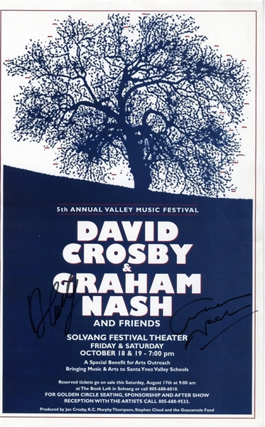 David Crosby & Graham Nash Dual-Signed Music Festival Poster (Beckett/BAS)