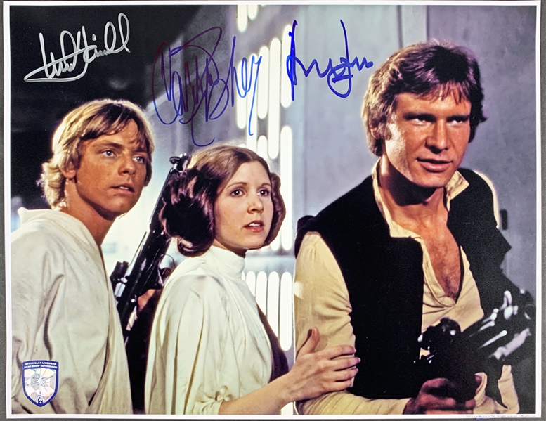 Star Wars: "A New Hope" Cast Signed 11" x 14" Photograph with Ford, Hamill & Fisher (Beckett/BAS LOA)