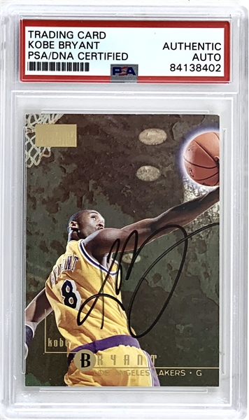 1996-97 Kobe Bryant Signed Skybox Premium Rookie Card (PSA/DNA Encapsulated)