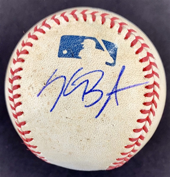 Kris Bryant Signed & Game Used OML Baseball from 8-26-16 Game vs. Dodgers (Bryant Hits 2 HRs)(PSA/DNA & MLB Holo)