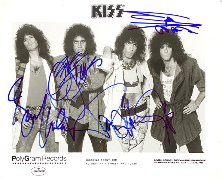 KISS Group Signed 8" x 10" Polygram Records Publicity Photo with Eric Carr! (Beckett/BAS LOA)