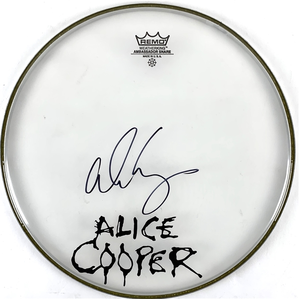 Alice Cooper Signed 12-Inch Remo Drumhead (Beckett/BAS Guaranteed)