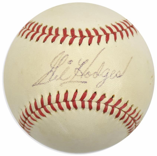 Gil Hodges Rare Single Signed ONL Baseball w/ Rare Sweet Spot Autograph! (PSA/DNA)