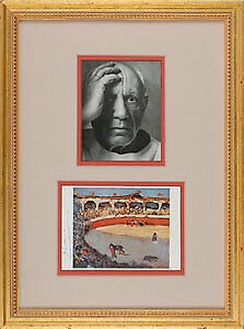 Pablo Picasso Signed "La Corrida" Postcard in Framed Display (Beckett/BAS)