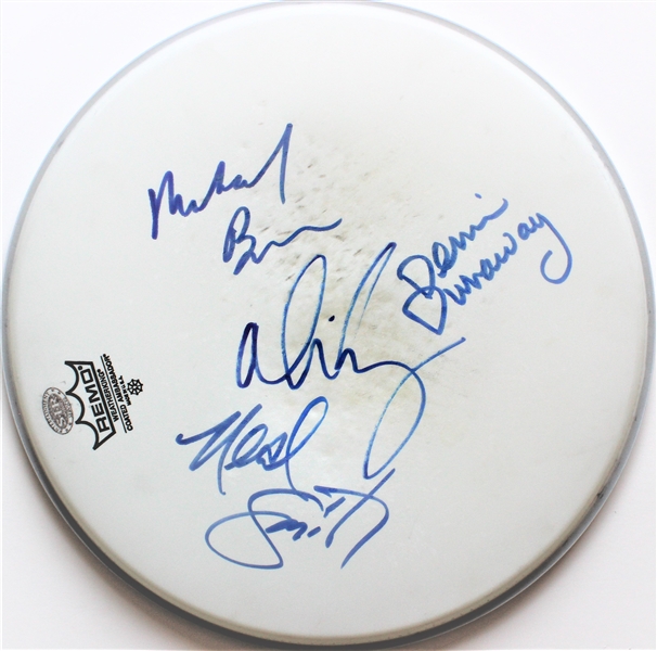 Alice Cooper Band Group Signed & Stage Used 14" REMO Drumhead w/ 4 Members (Beckett/BAS)