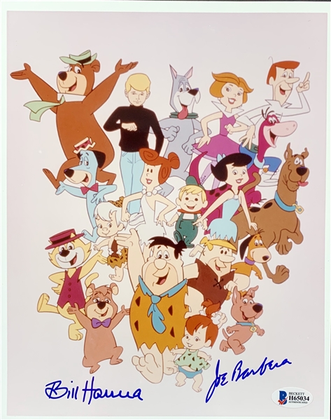 Hanna-Barbera: Bill Hanna & Joe Barbera Dual Signed 8" x 10" Photo with Their Characters! (Beckett/BAS)