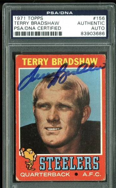 1971 Topps Terry Bradshaw Signed Rookie Card (PSA/DNA Encapsulated)