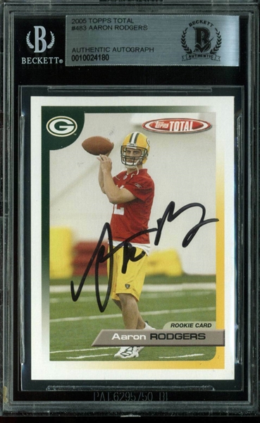Aaron Rodgers Signed 2005 Topps Total Rookie Card (Beckett/BAS Encapsulated)