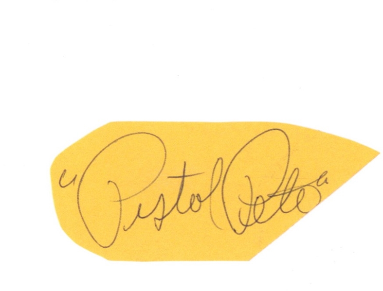 Pistol Pete Signed 1.5" x 3" Album Page (Beckett/BAS)