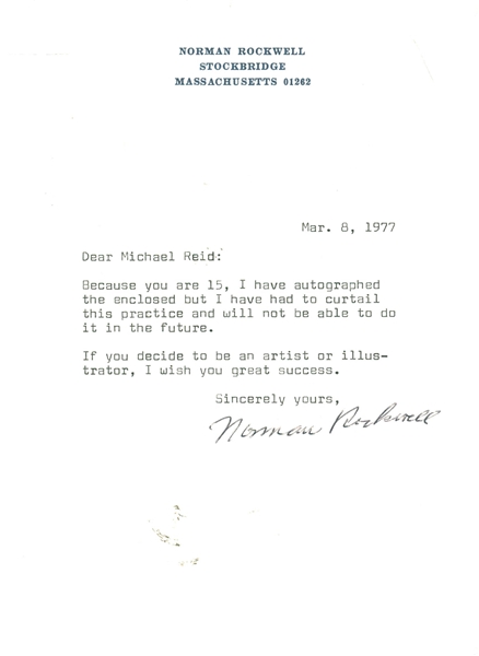 Norman Rockwell Signed 7" x 9" Personal Typed Letter (Beckett/BAS Guaranteed)