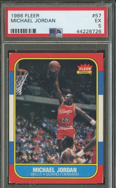1986 Fleer Michael Jordan #57 Rookie Card :: Superb Centering :: PSA Graded EX 5