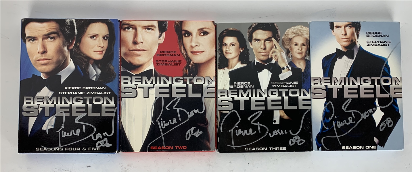 Pierce Brosnan Lot of Four (4) Signed "Remington Steele" DVD Cases (Beckett/BAS)