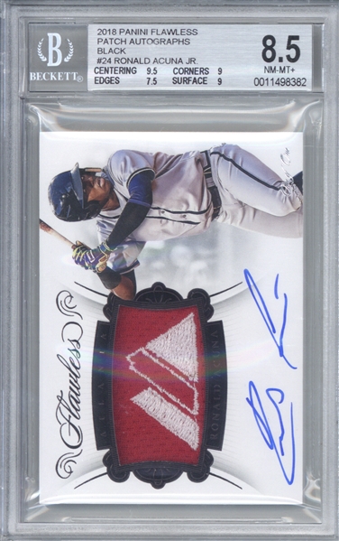 Ronald Acuna Jr. Signed 2018 Panini Flawless Black ONE of ONE Rookie Card! Beckett/BGS 8.5 w/ 10 Auto!