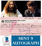 The Beatles: Paul McCartney & John Lennon SCARCE Dual Signed MacLen Music Bank Check :: Dated from LAST WEEKEND TOGETHER! (Beckett/BAS Graded MINT 9)