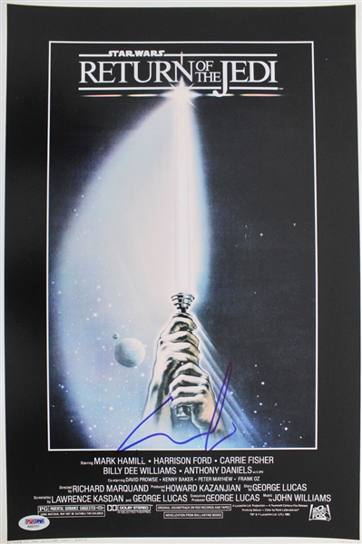 George Lucas Signed 12" x 18" "Return of the Jedi" Poster Print (PSA/DNA)