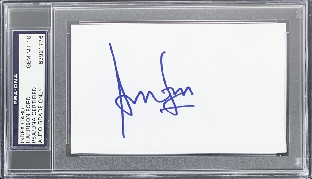 Harrison Ford Signed 3" x 5" Index Card with PSA/DNA Graded GEM MINT 10 Autograph!