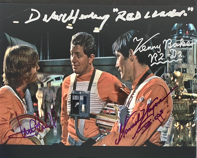 A New Hope: Rebel Pilots Signed 8" x 10" Color Photo with Mark Hamill, Baker, Henley & Hagon (Beckett/BAS Guaranteed)(Steve Grad Collection)