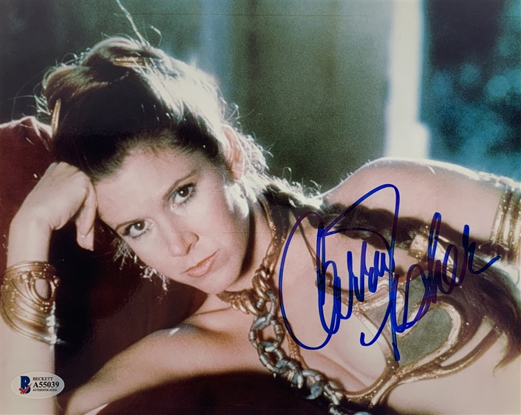 Carrie Fisher Signed 8" x 10" Slave Leia Photograph (Beckett/BAS)