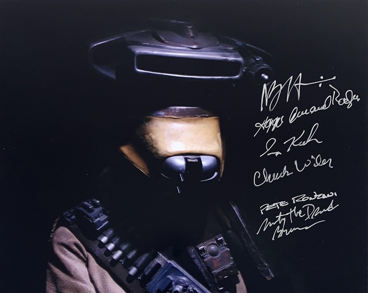 Boushh Helmet 8" x 10" Color Photo Signed by Six (6) ILM Designers Who Helped Create It (Beckett/BAS Guaranteed)(Steve Grad Collection)