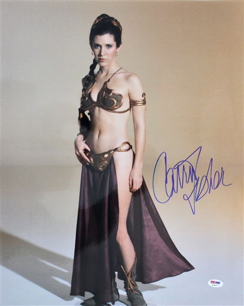 Carrie Fisher Signed 16" x 20" Color Photo as "Slave Leia" from Return of the Jedi (PSA/DNA)