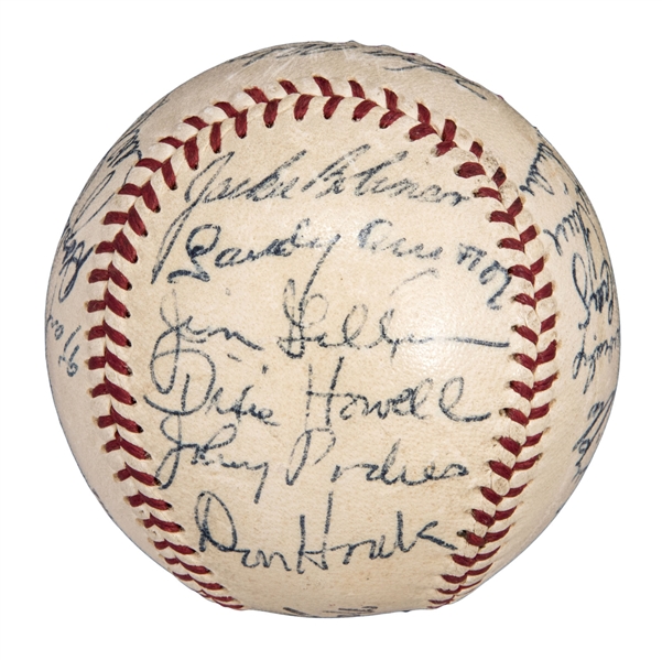 1955 W.S. Champion Brooklyn Dodgers Team-Signed Baseball w/ Robinson, Koufax, and 21 Others! (JSA)