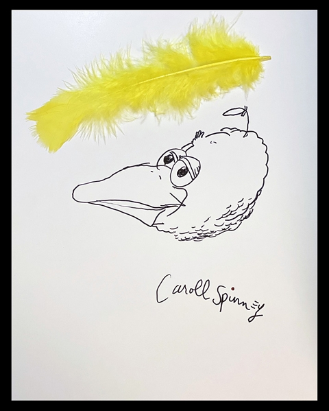 Carroll Spinney Hand Drawn & Signed Big Bird Sketch on 8.5" x 11" Art Board - One of His Final Sketches with Photo Proof! (Beckett/BAS Guaranteed)