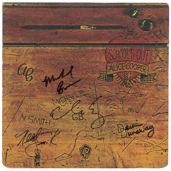 Alice Cooper Band Signed "Schools Out" Record Album Cover (John Brennan Collection)(Beckett/BAS Guaranteed)