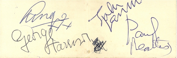 The Beatles Vintage Group Signed 2.25" x 5" Album Page w/ All Four Members & RARE Roy Orbison!(BAS/Beckett)