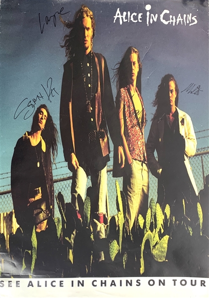 Alice in Chains RARE Group Signed 24" x 36" Promotional Poster with Layne Staley (4 Sigs)(JSA LOA)
