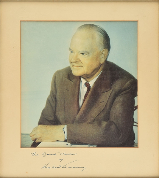 President Herbert Hoover ULTRA-RARE Signed Over-Sized 13" x 15" COLOR Photograph (Beckett/BAS Guaranteed)