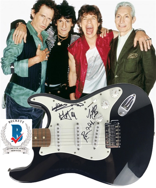 The Rolling Stones Group Signed Fender Stratocaster Guitar w/Jagger, Richards, Wood & Watts! (Beckett/BAS LOA)