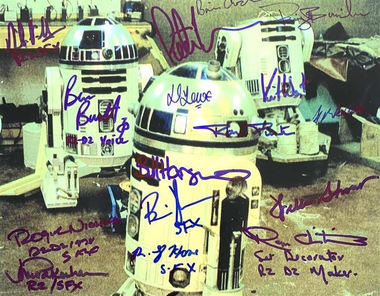 R2-D2: Crew & Creators Multi-Signed 8" x 10" Color Photo with Impressive 15 Signatures (Beckett/BAS Guaranteed)(Steve Grad Collection)